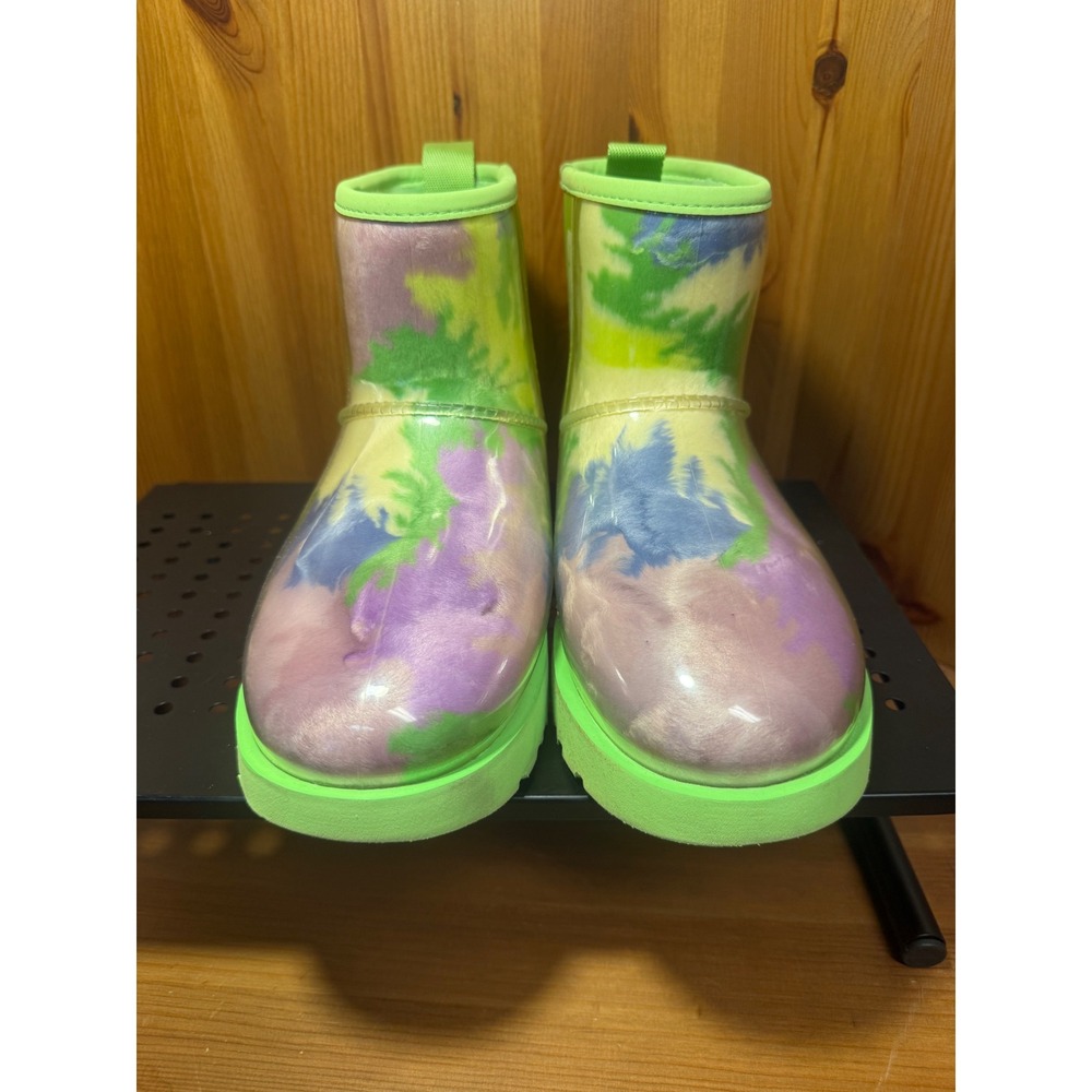 UGG Classic Clear Mini Waterproof Boots Key Lime Tie Dye Green Purple Womens 6